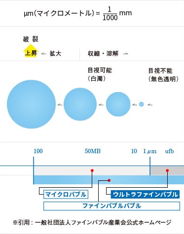 ファインバブルの大きさ図解